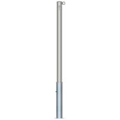 Stainless steel post |  60 mm | removable, self-engaging lockwith hot-dip galvanized ground socket part-no. 460.40 | with Euro profile cylinder lock and three keys | with 1 eyelet